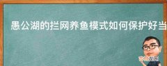 愚公湖的拦网养鱼模式如何保护好当地生态环境?