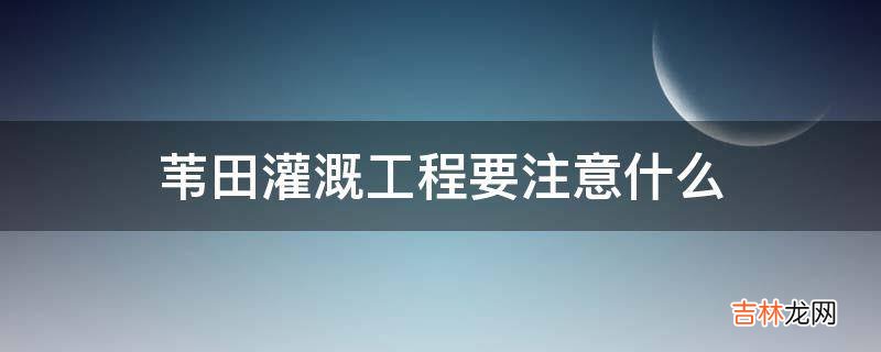 苇田灌溉工程要注意什么?