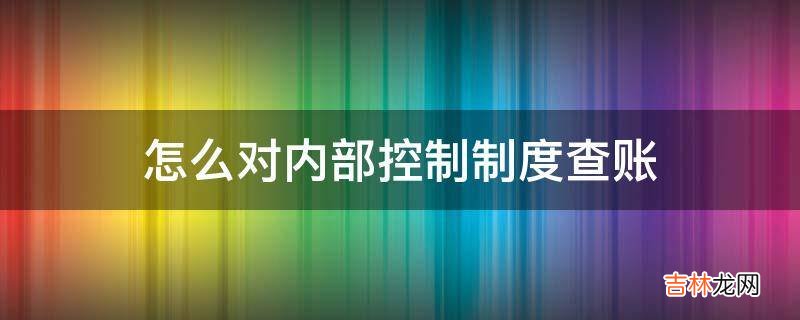 怎么对内部控制制度查账?