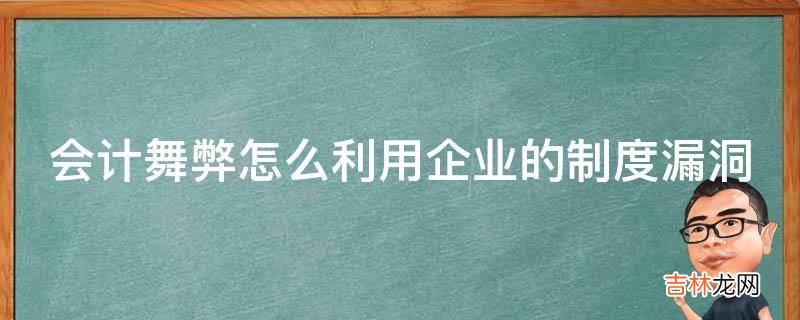 会计舞弊怎么利用企业的制度漏洞?