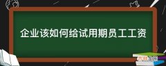 企业该如何给试用期员工工资?