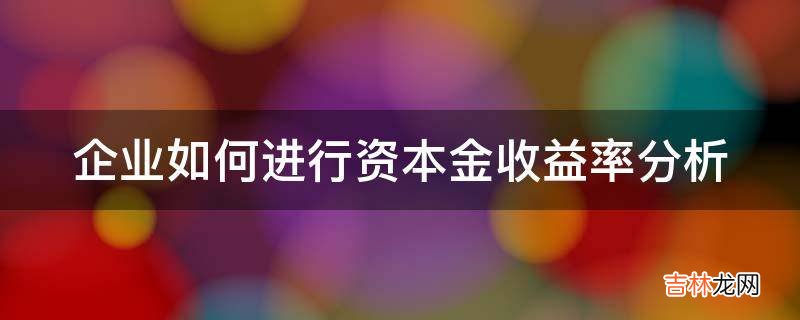 企业如何进行资本金收益率分析?