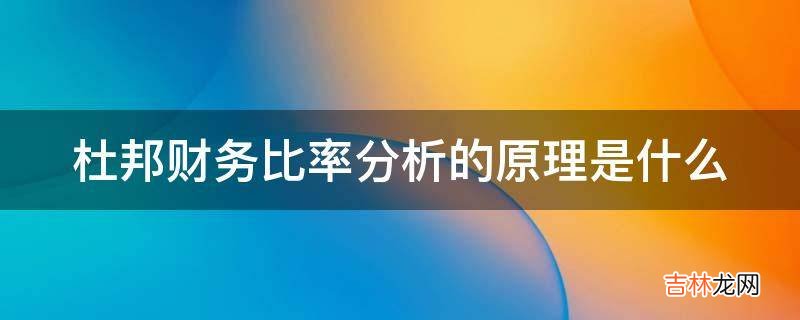 杜邦财务比率分析的原理是什么?