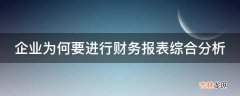 企业为何要进行财务报表综合分析?