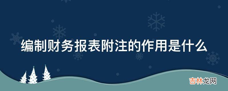 编制财务报表附注的作用是什么?