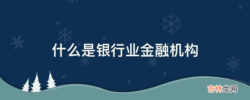 什么是银行业金融机构?