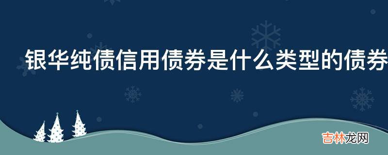 银华纯债信用债券是什么类型的债券?