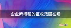 企业所得税的征收范围在哪?