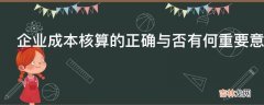 企业成本核算的正确与否有何重要意义?