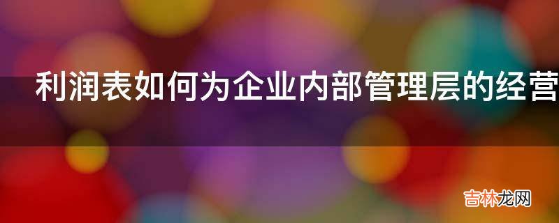 利润表如何为企业内部管理层的经营决策提供依据?