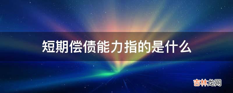 短期偿债能力指的是什么?