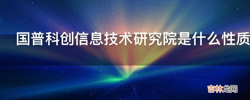 国普科创信息技术研究院是什么性质的企业?