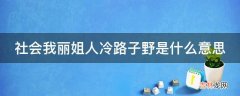 社会我丽姐人冷路子野是什么意思?