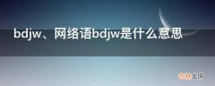 网络语bdjw是什么意思?