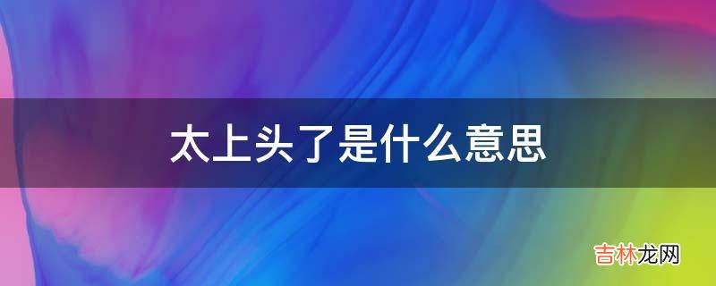 太上头了是什么意思?