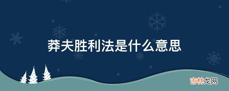 莽夫胜利法是什么意思?