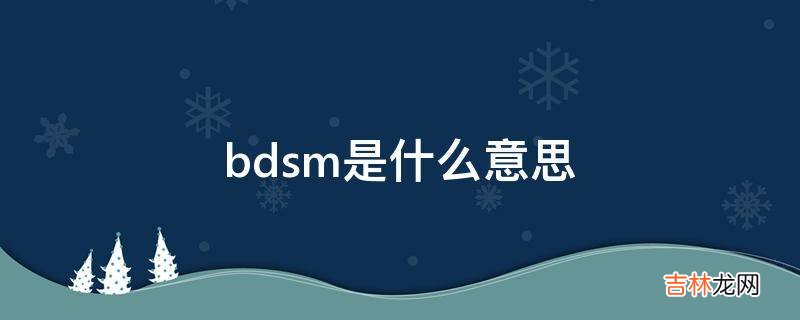 bdsm是什么意思?
