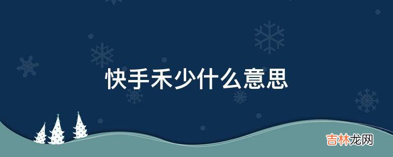 快手禾少什么意思?