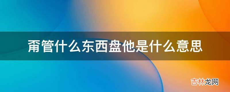 甭管什么东西盘他是什么意思?