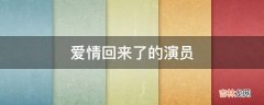 爱情回来了的演员?