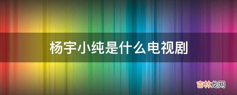 杨宇小纯是什么电视剧?