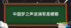 中国梦之声波澜哥是哪期?