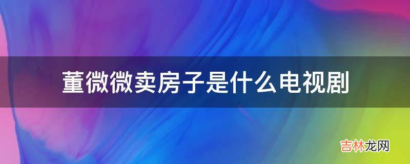 董微微卖房子是什么电视剧?