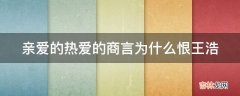 亲爱的热爱的商言为什么恨王浩?