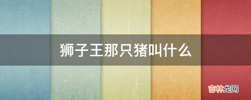 狮子王那只猪叫什么?