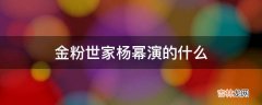 金粉世家杨幂演的什么?