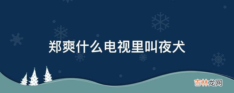 郑爽什么电视里叫夜犬?