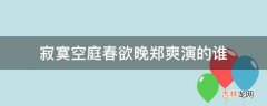 寂寞空庭春欲晚郑爽演的谁?