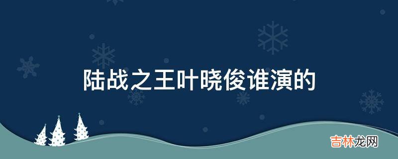 陆战之王叶晓俊谁演的?