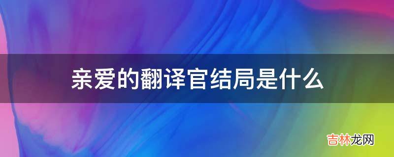 亲爱的翻译官结局是什么?