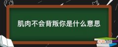 肌肉不会背叛你是什么意思?