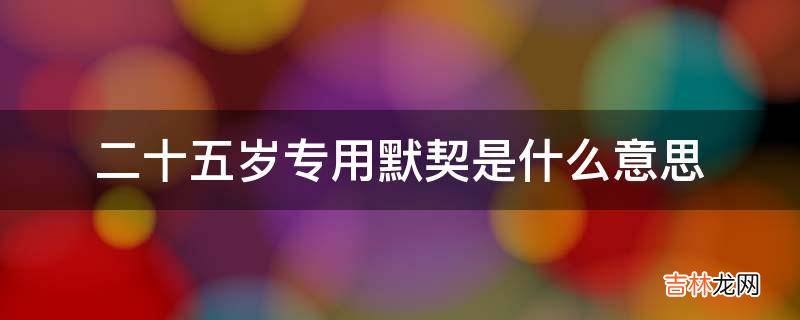 二十五岁专用默契是什么意思?