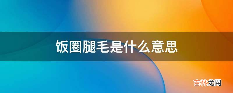 饭圈腿毛是什么意思?