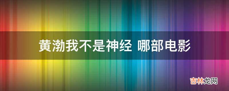 黄渤我不是神经 哪部电影?