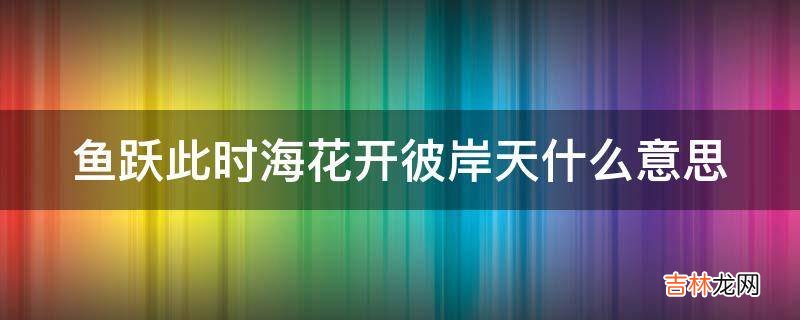 鱼跃此时海花开彼岸天什么意思?