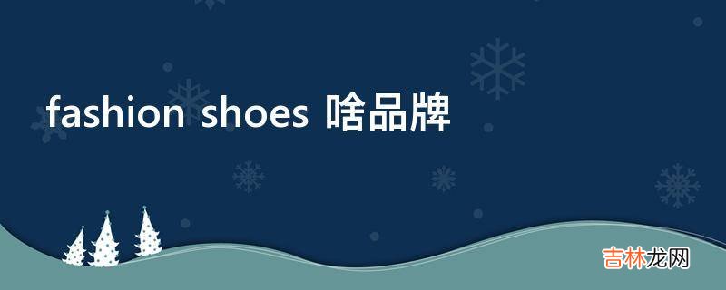 fashion shoes 啥品牌?