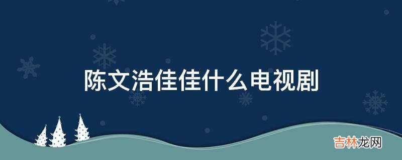 陈文浩佳佳什么电视剧?