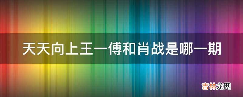 天天向上王一傅和肖战是哪一期?