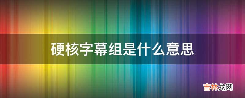 硬核字幕组是什么意思?