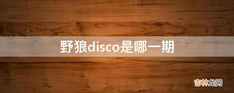 野狼disco是哪一期?