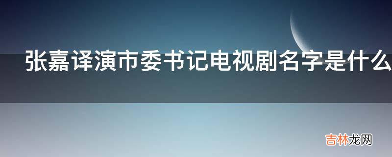 张嘉译演市委书记电视剧名字是什么?