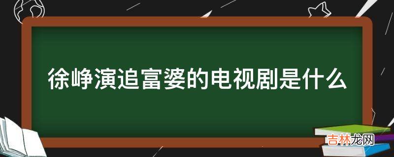 徐峥演追富婆的电视剧是什么?