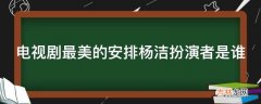 电视剧最美的安排杨洁扮演者是谁?