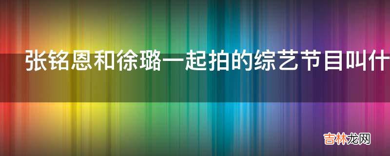 张铭恩和徐璐一起拍的综艺节目叫什么?