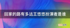 回家的路有多远王悠悠扮演者是谁?