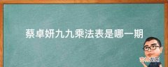 蔡卓妍九九乘法表是哪一期?